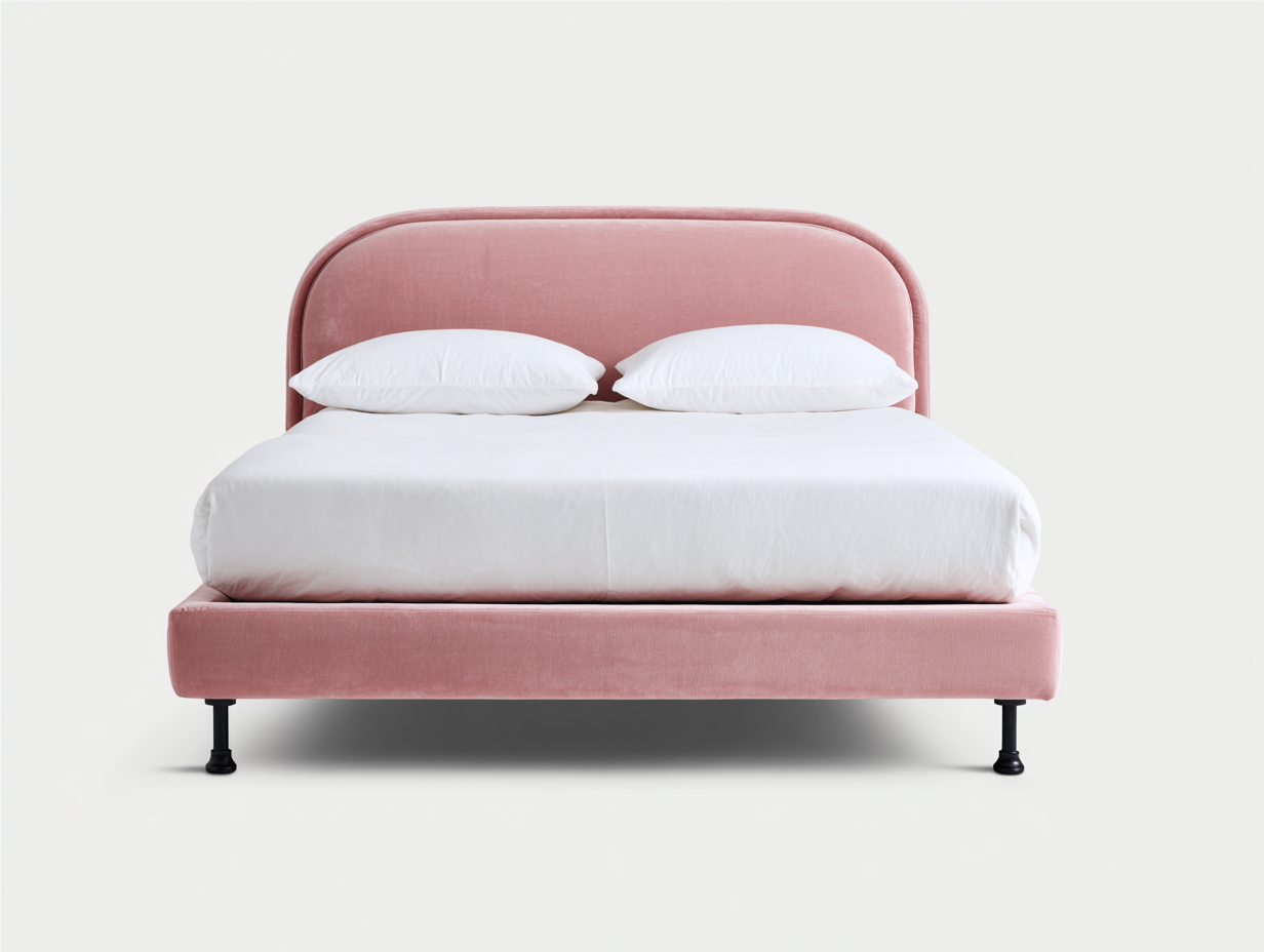 Letto matrimoniale imbottito in tessuto 200x160x110 cm - rosa - per camera da letto - design moderno-Sofaupmart