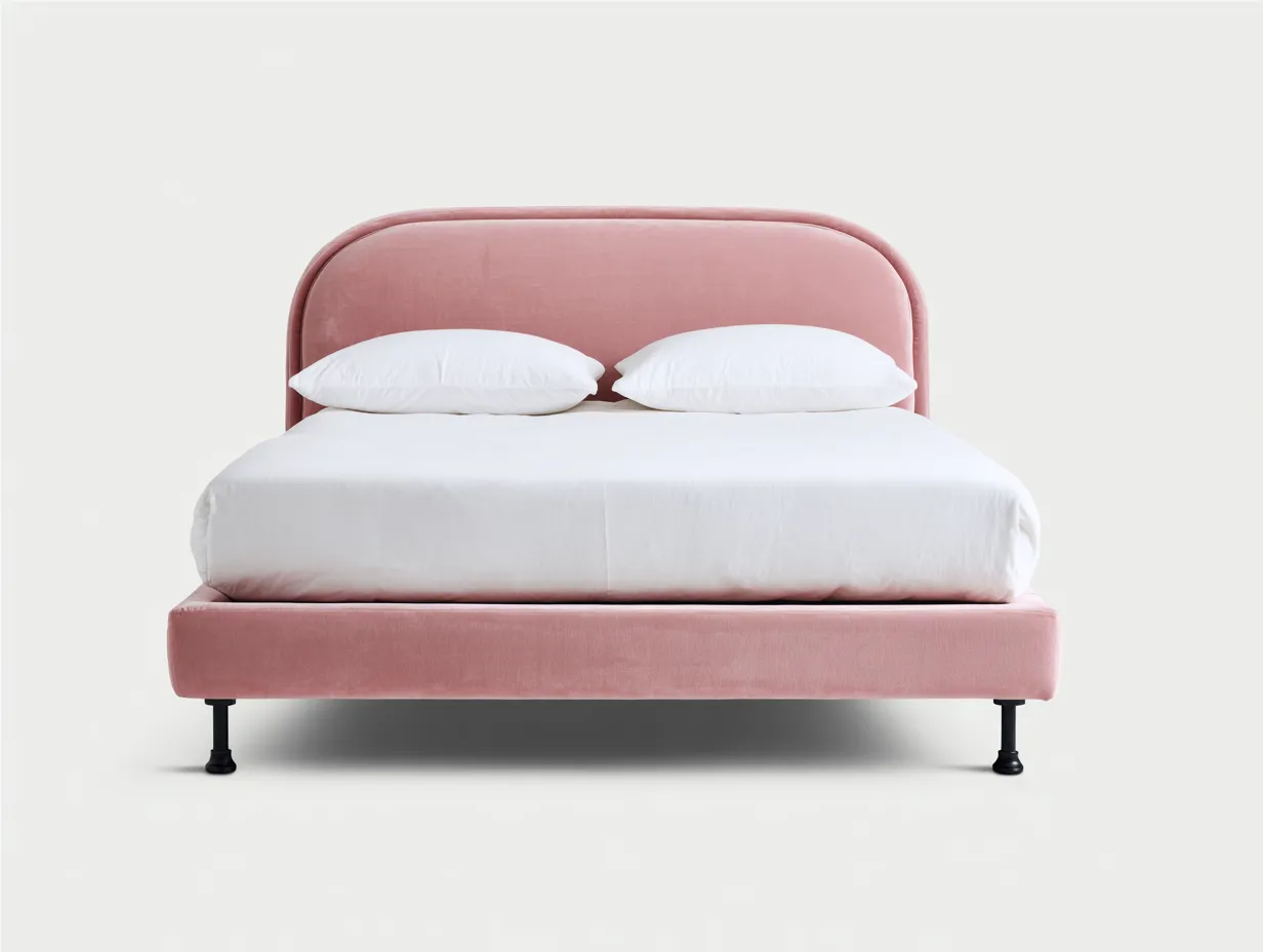 Letto matrimoniale imbottito in tessuto 200x160x110 cm - rosa - per camera da letto - design moderno-Sofaupmart