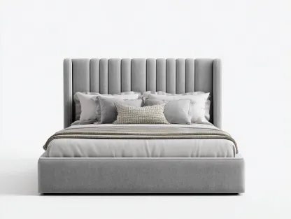 Letto matrimoniale imbottito in tessuto 200x160x120 cm - grigio chiaro - per camera da letto - design moderno-Sofaupmart