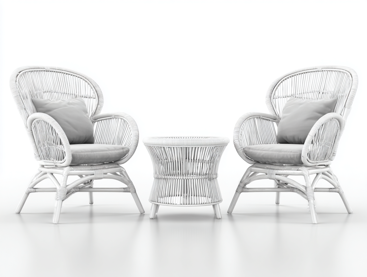 Set di poltrone e tavolino da giardino in rattan intrecciato - poltrone 75x85x82 cm - bianco/grigio chiaro - per giardino - stile elegante-Sofaupmart