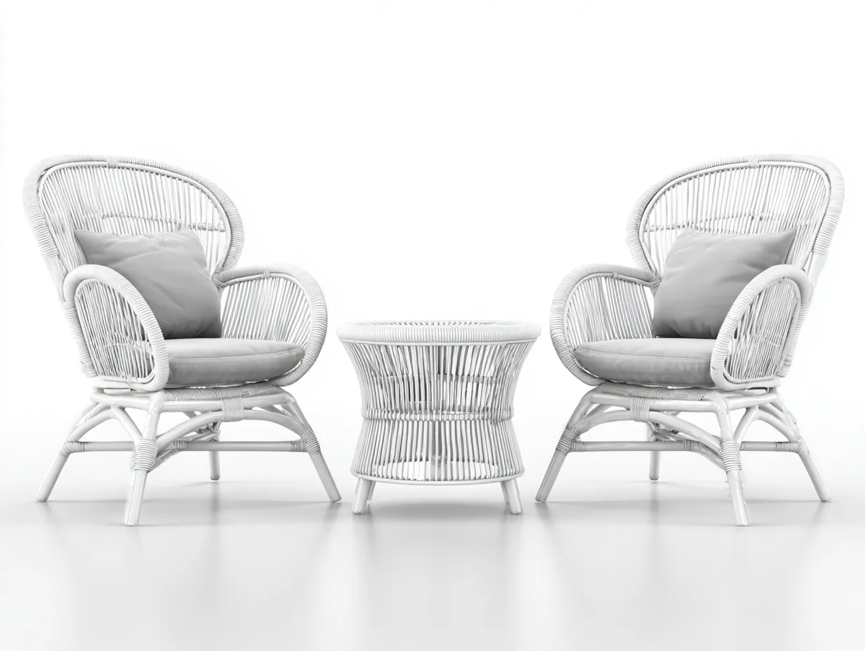 Set di poltrone e tavolino da giardino in rattan intrecciato - poltrone 75x85x82 cm - bianco/grigio chiaro - per giardino - stile elegante-Sofaupmart