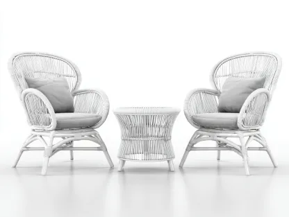 Set di poltrone e tavolino da giardino in rattan intrecciato - poltrone 75x85x82 cm - bianco/grigio chiaro - per giardino - stile elegante-Sofaupmart