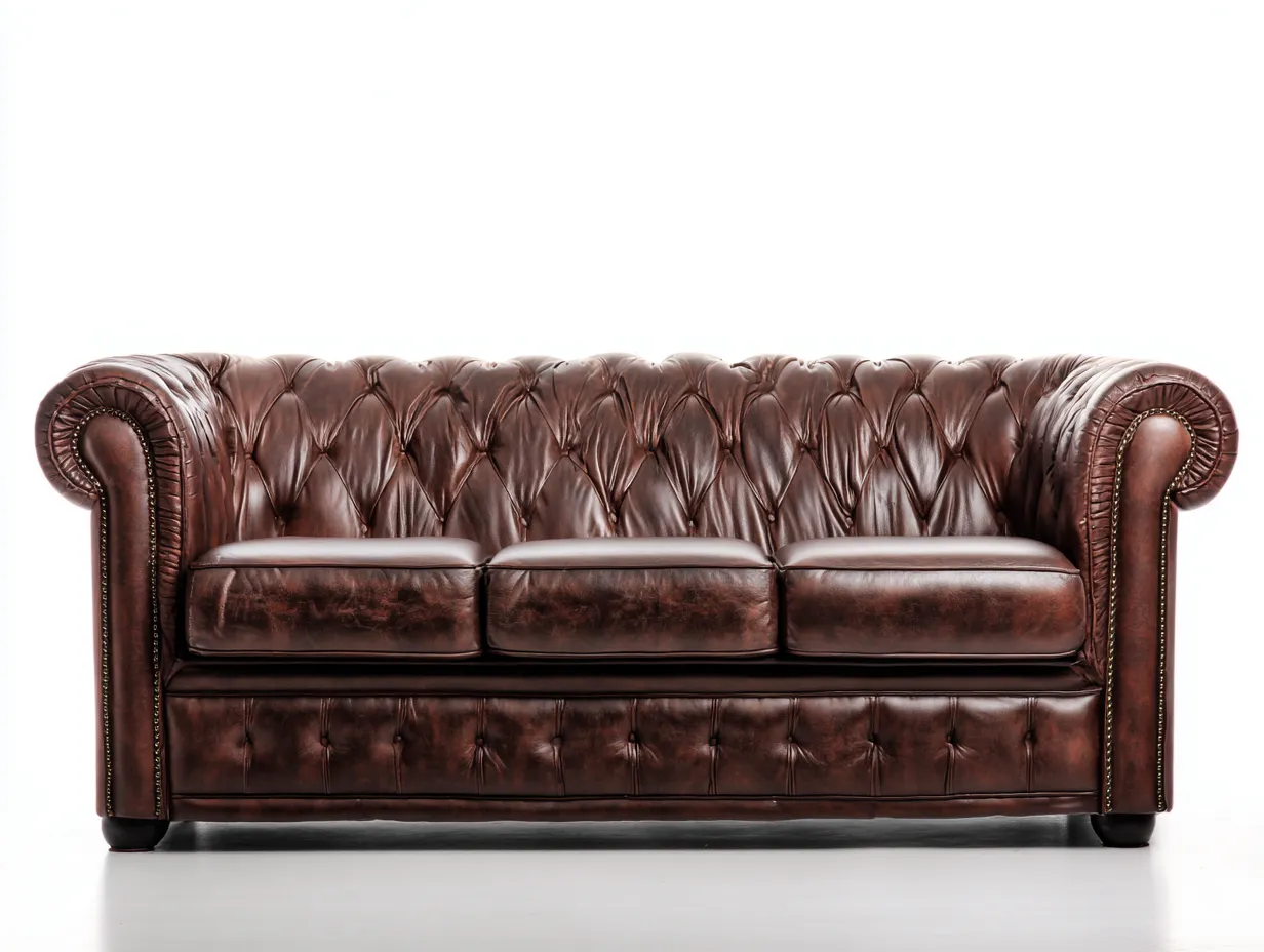 Divano a 3 posti in pelle 220x90x75 cm - marrone scuro - per soggiorno - stile Chesterfield classico-Sofaupmart