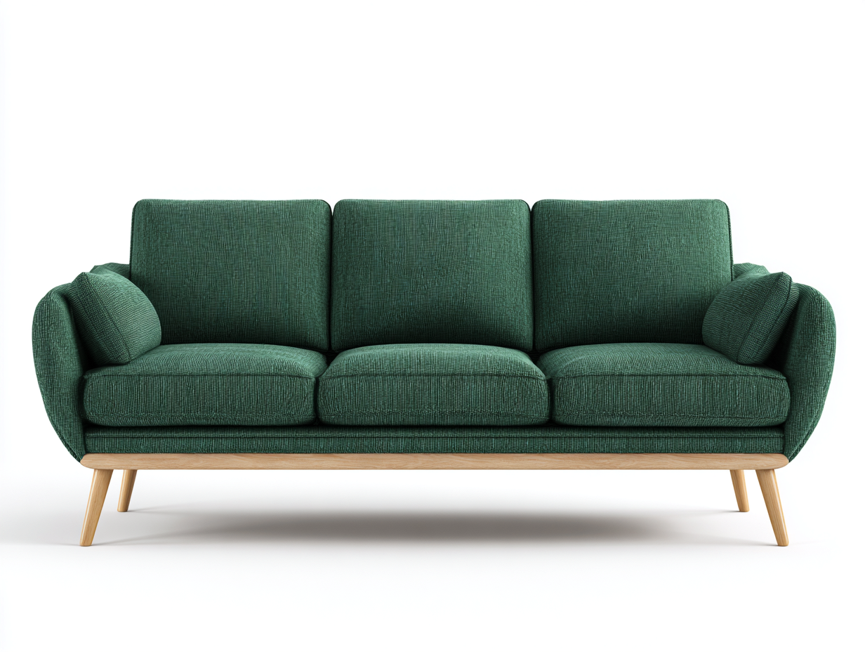 Divano a 3 posti in tessuto 210x85x80 cm - verde - per soggiorno - stile moderno con seduta confortevole-Sofaupmart