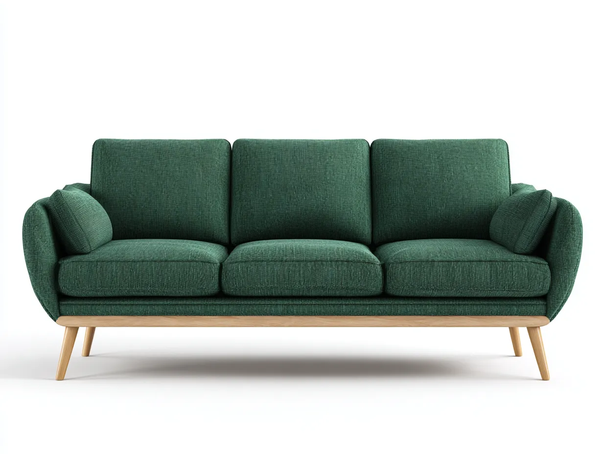 Divano a 3 posti in tessuto 210x85x80 cm - verde - per soggiorno - stile moderno con seduta confortevole-Sofaupmart