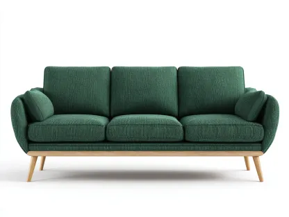 Divano a 3 posti in tessuto 210x85x80 cm - verde - per soggiorno - stile moderno con seduta confortevole-Sofaupmart