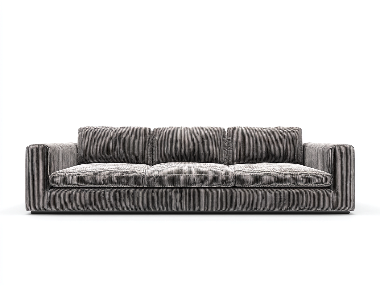 Divano a 3 posti in tessuto a coste 230x95x78 cm - grigio - per soggiorno - stile moderno con seduta profonda-Sofaupmart