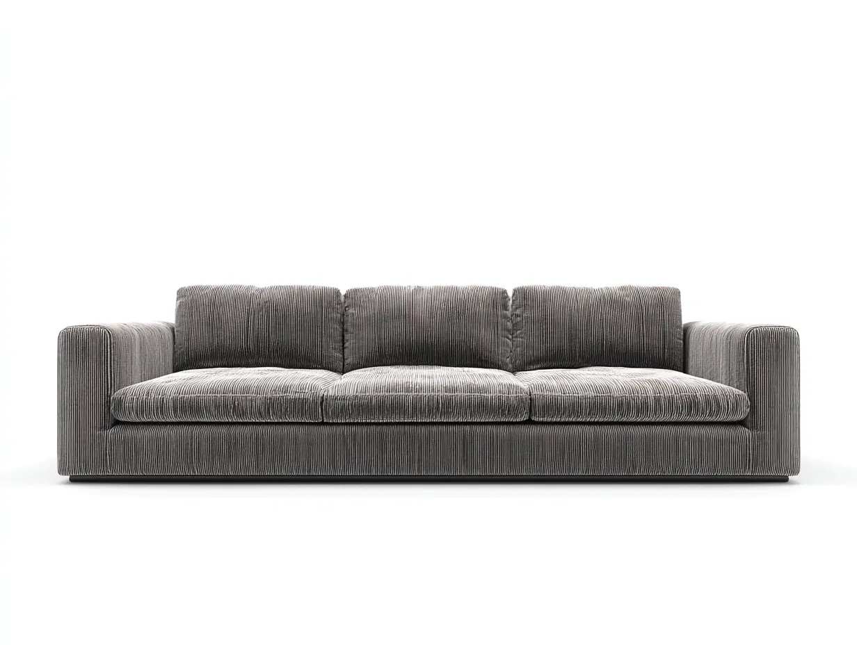 Divano a 3 posti in tessuto a coste 230x95x78 cm - grigio - per soggiorno - stile moderno con seduta profonda-Sofaupmart