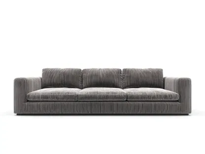 Divano a 3 posti in tessuto a coste 230x95x78 cm - grigio - per soggiorno - stile moderno con seduta profonda-Sofaupmart