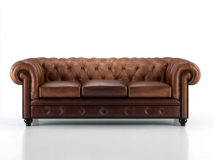 Divano a 3 posti in pelle 220x90x75 cm - marrone - per soggiorno - stile Chesterfield classico-Sofaupmart