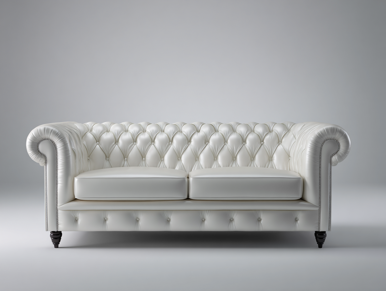 Divano 2 posti in pelle 168x95x90 cm - bianco - per soggiorno - stile classico-Nookgohub