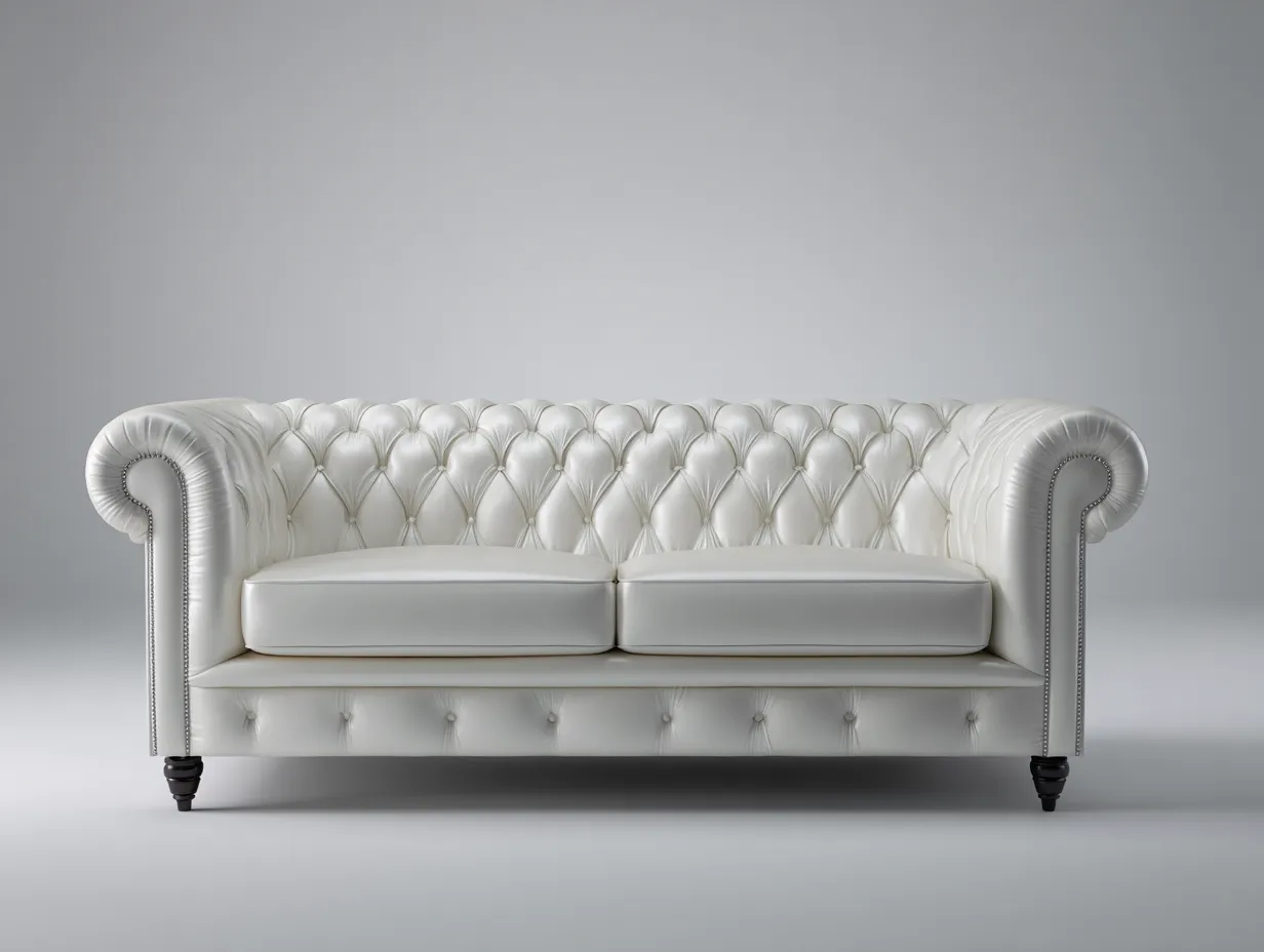 Divano 2 posti in pelle 168x95x90 cm - bianco - per soggiorno - stile classico-Nookgohub