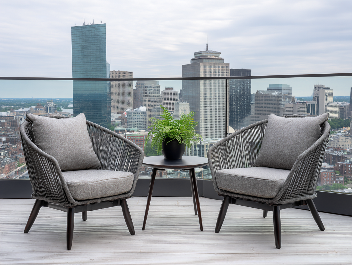 Set di 2 poltrone e tavolino da esterno in corda - poltrone 72x75x82 cm - grigio scuro/marrone molto scuro - per giardini e terrazza- stile contemporaneo-Nookgohub