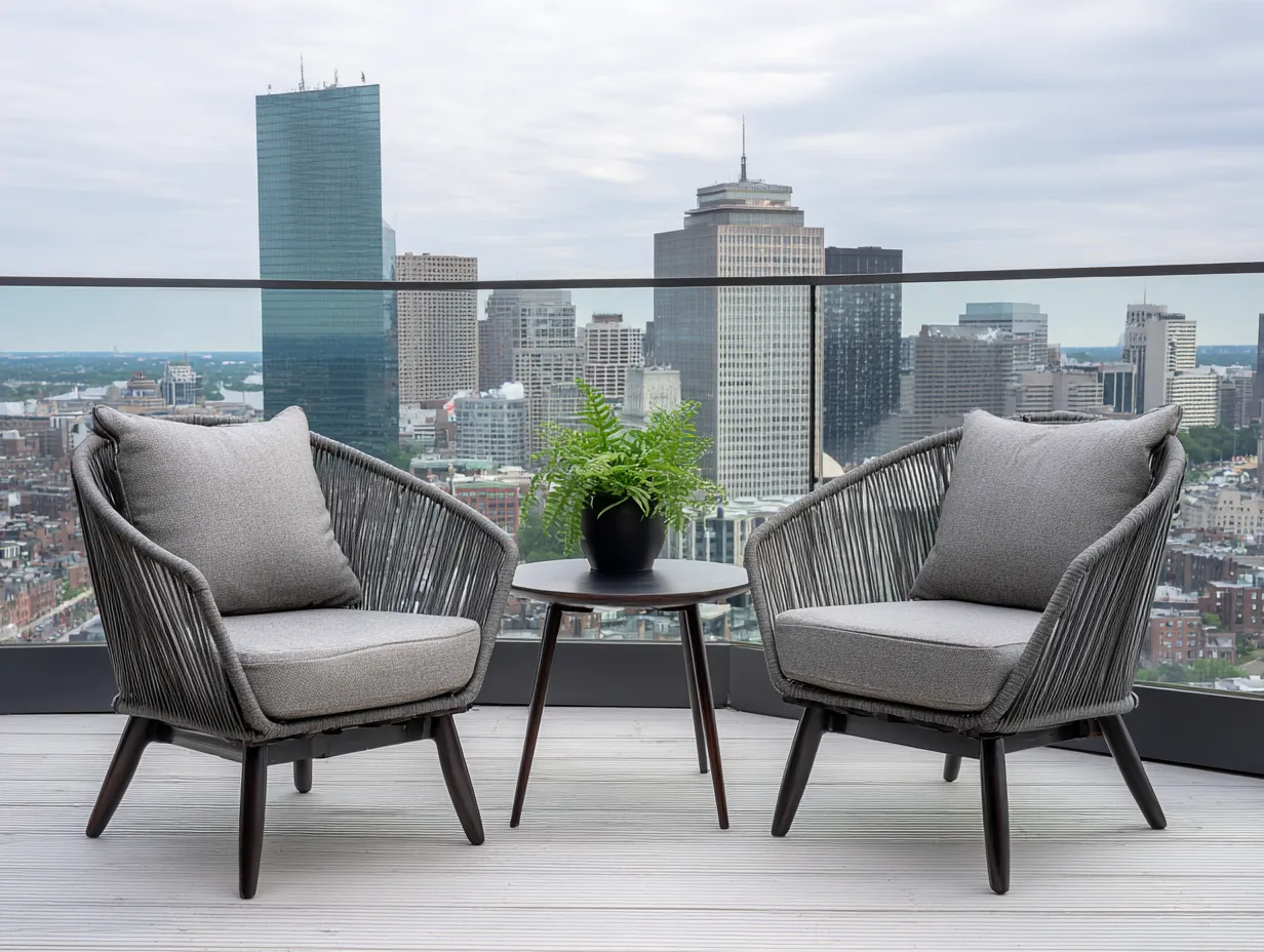 Set di 2 poltrone e tavolino da esterno in corda - poltrone 72x75x82 cm - grigio scuro/marrone molto scuro - per giardini e terrazza- stile contemporaneo-Nookgohub