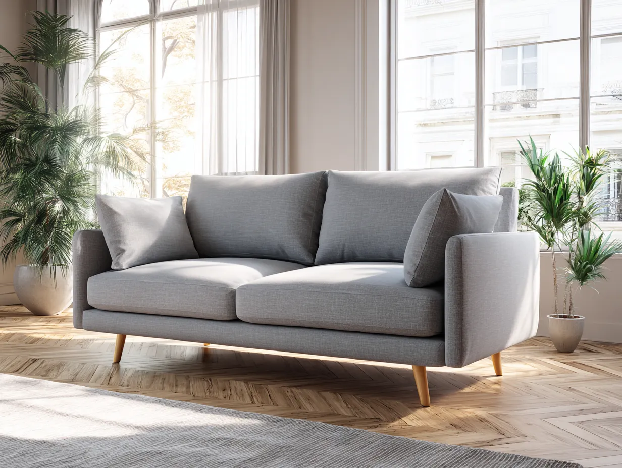 Divano 2 posti in tessuto 165x90x85 cm - grigio chiaro - per soggiorno - stile moderno-Nookgohub