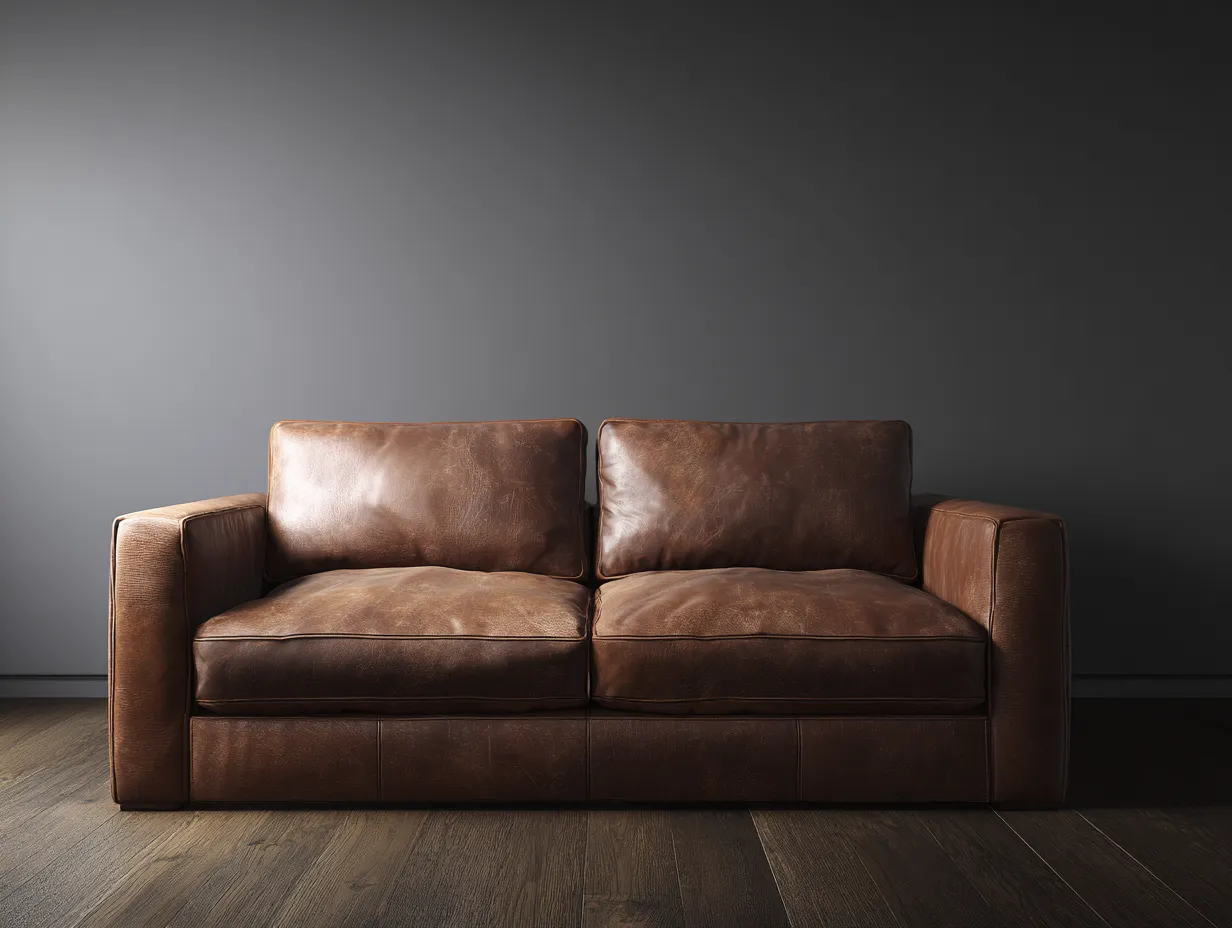 Divano 2 posti in pelle 165x95x85 cm - marrone scuro - per soggiorno - stile moderno-Nookgohub