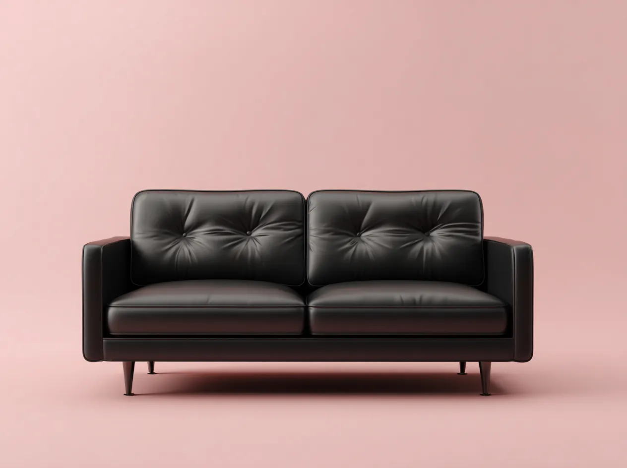 Divano 2 posti rivestito in pelle 165x85x80cm - nero - per soggiorno - design moderno-Nookgohub