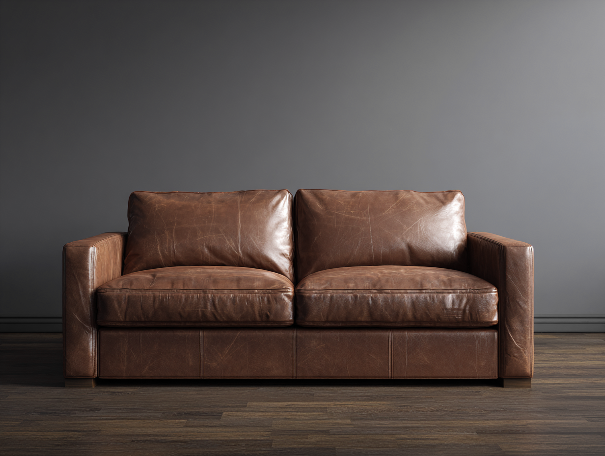 Divano 2 posti rivestito in pelle 168x90x80cm - marrone scuro - per soggiorno - design moderno-Nookgohub