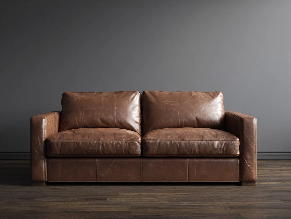 Divano 2 posti rivestito in pelle 168x90x80cm - marrone scuro - per soggiorno - design moderno-Nookgohub