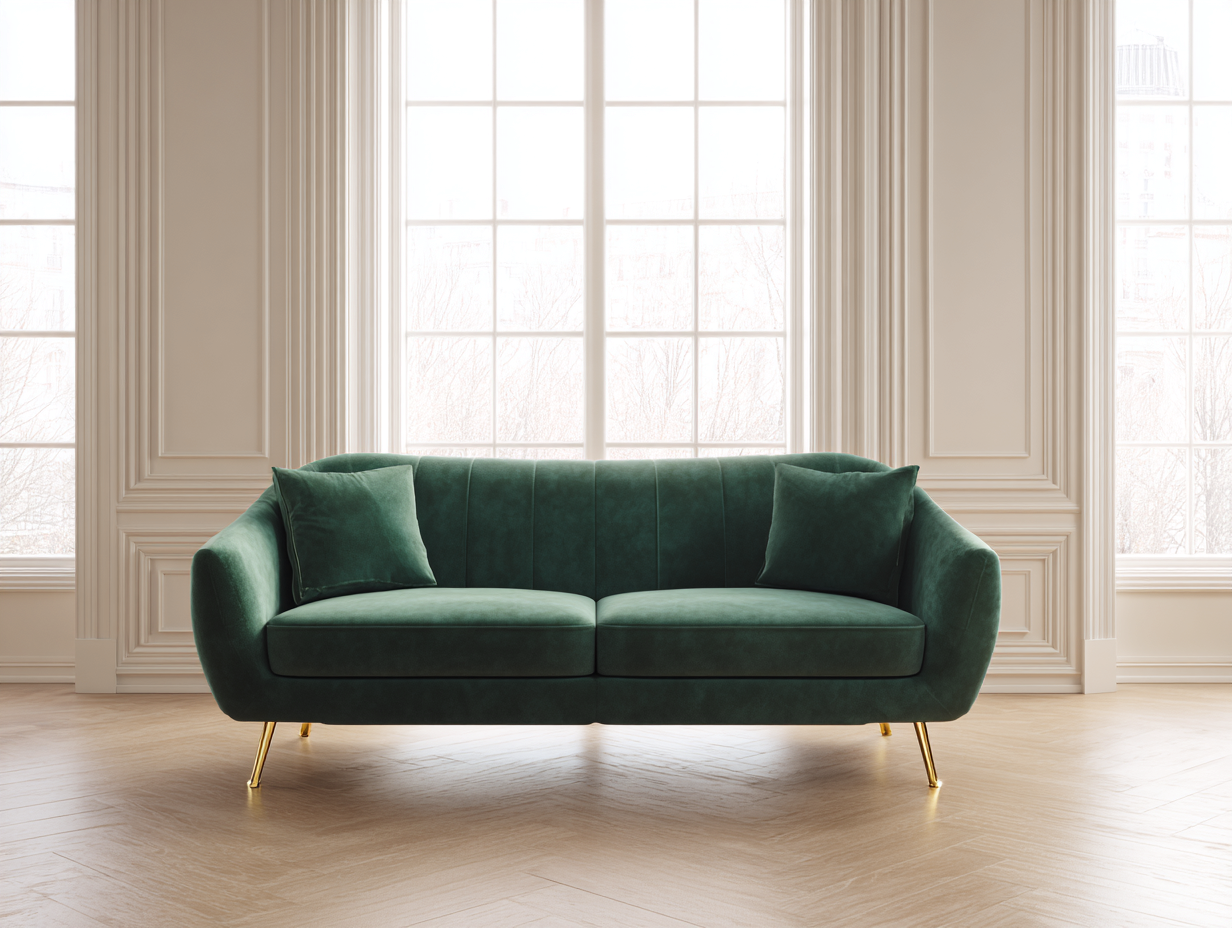 Divano 2 posti rivestito in tessuto 165x85x80cm - verde scuro - per soggiorno - design moderno-Nookgohub