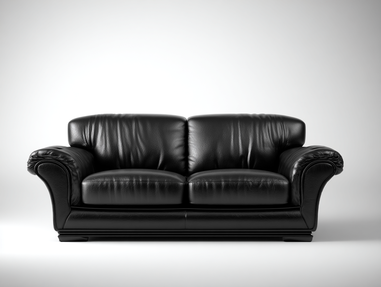 Divano 2 posti in pelle 165x95x90 cm - nero - per soggiorno - stile classico-Nookgohub