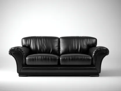 Divano 2 posti in pelle 165x95x90 cm - nero - per soggiorno - stile classico-Nookgohub