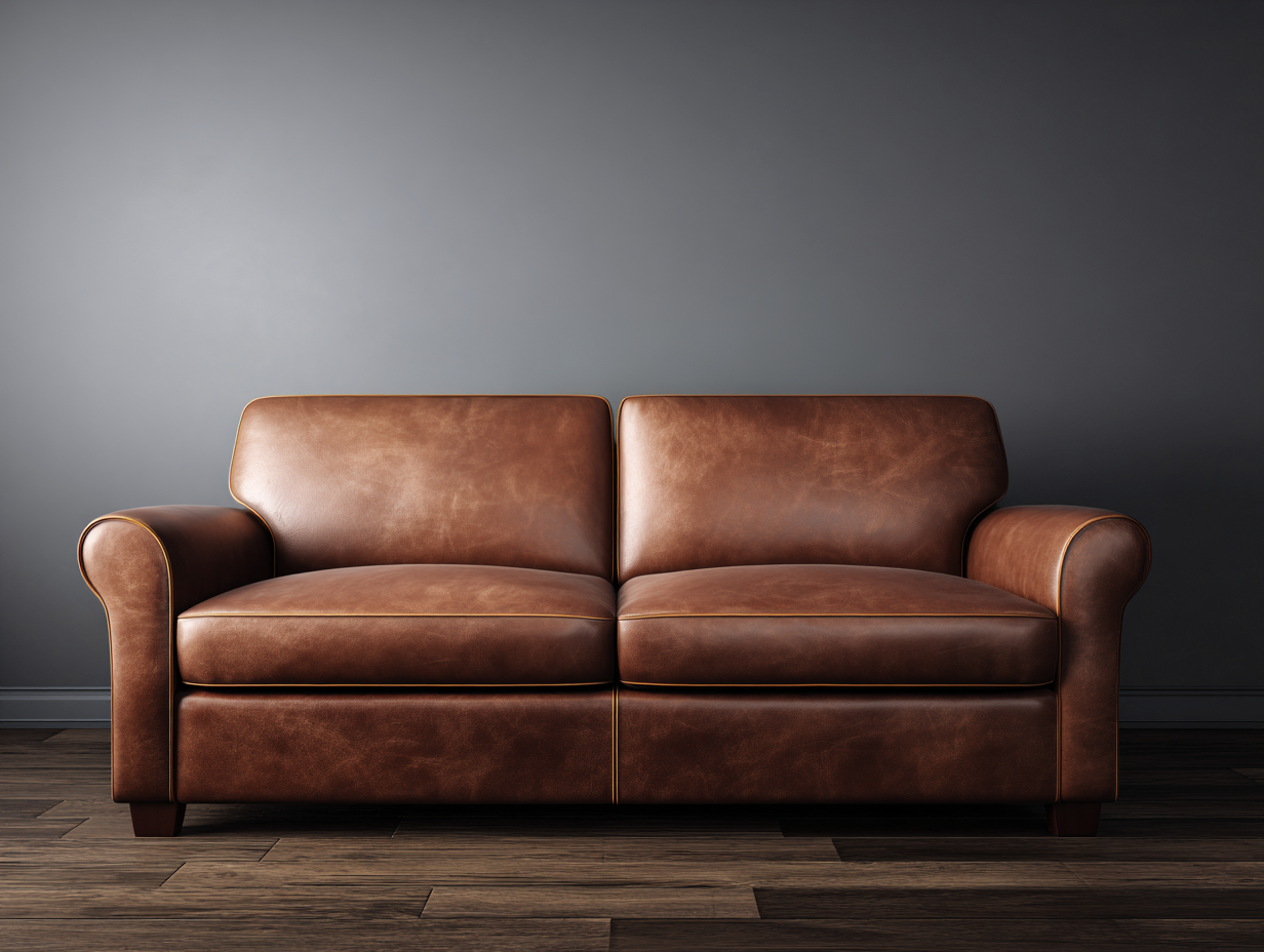 Divano 2 posti rivestito in pelle 165x90x80cm - marrone - per soggiorno - design classico-Nookgohub