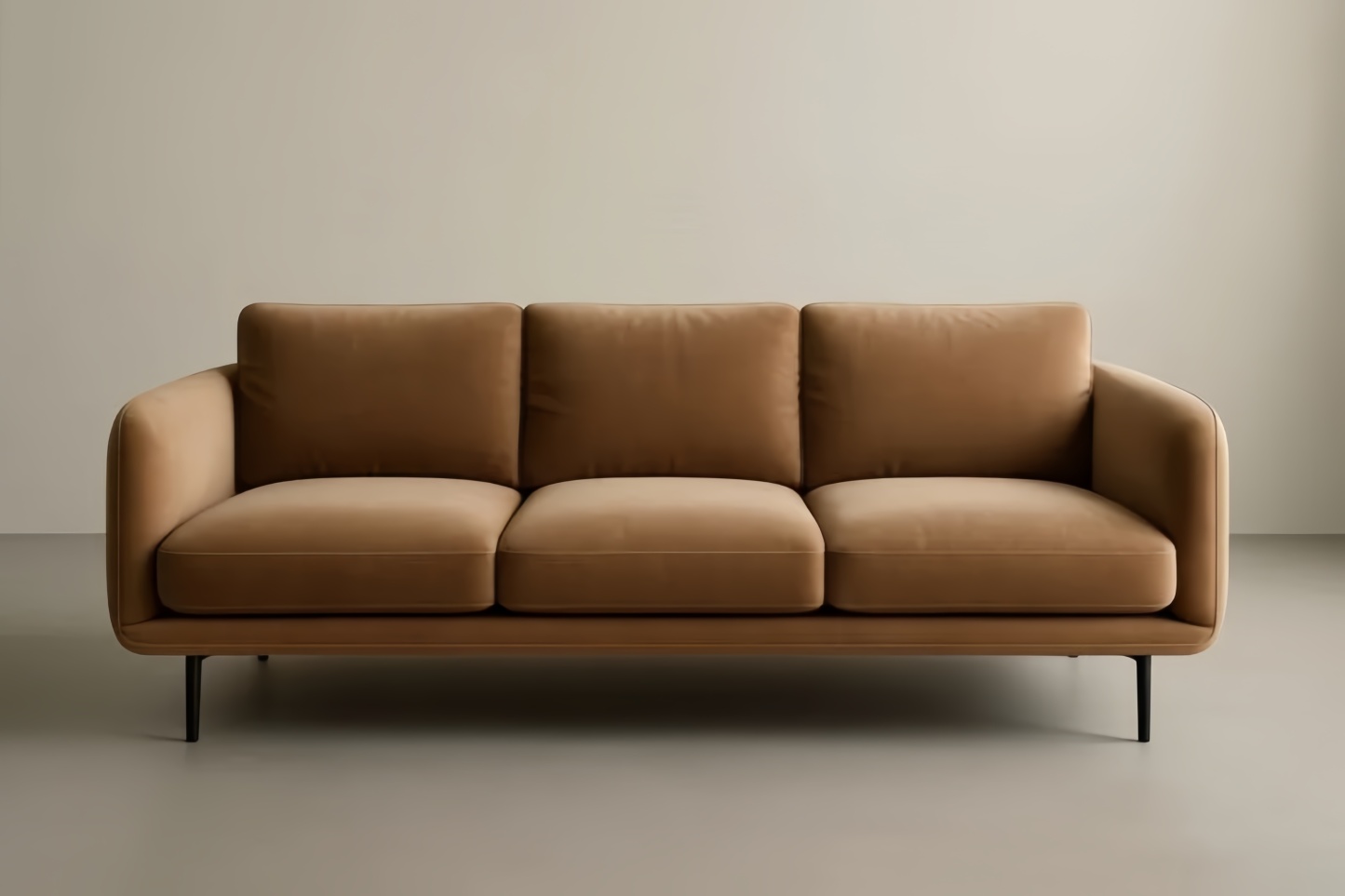 Divano lungo a Tre Posti in Tessuto Poliestere Marrone con Struttura in Acciaio