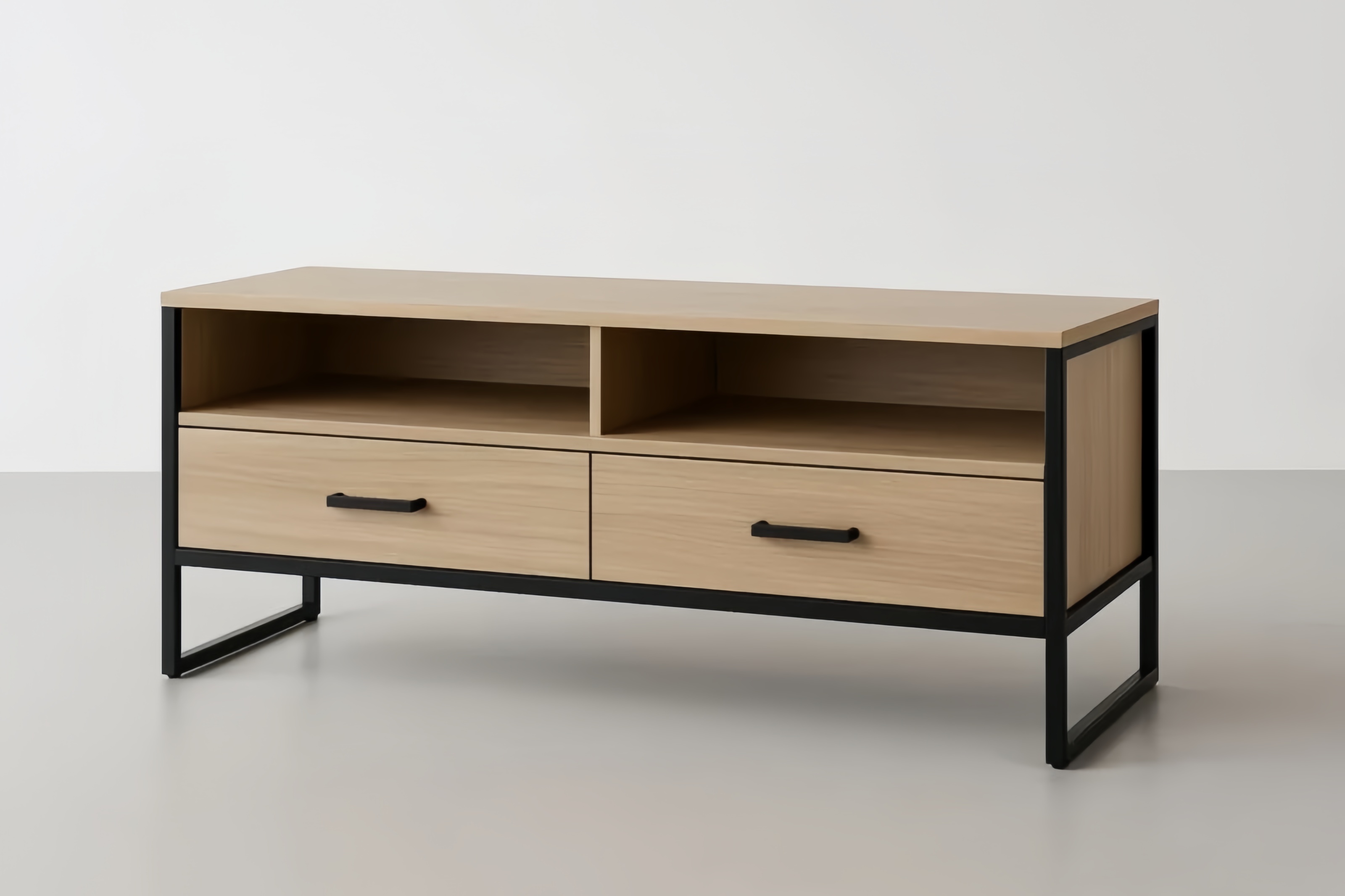 Mobile Porta TV in Compensato e Acciaio Nero 120x40x50 cm(Lu×L×H)