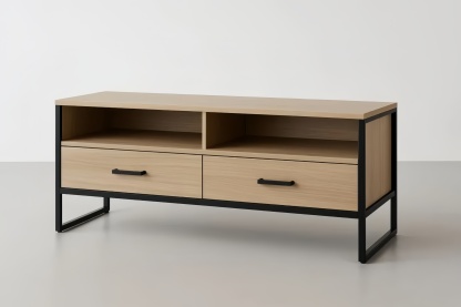 Mobile Porta TV in Compensato e Acciaio Nero 120x40x50 cm(Lu×L×H)