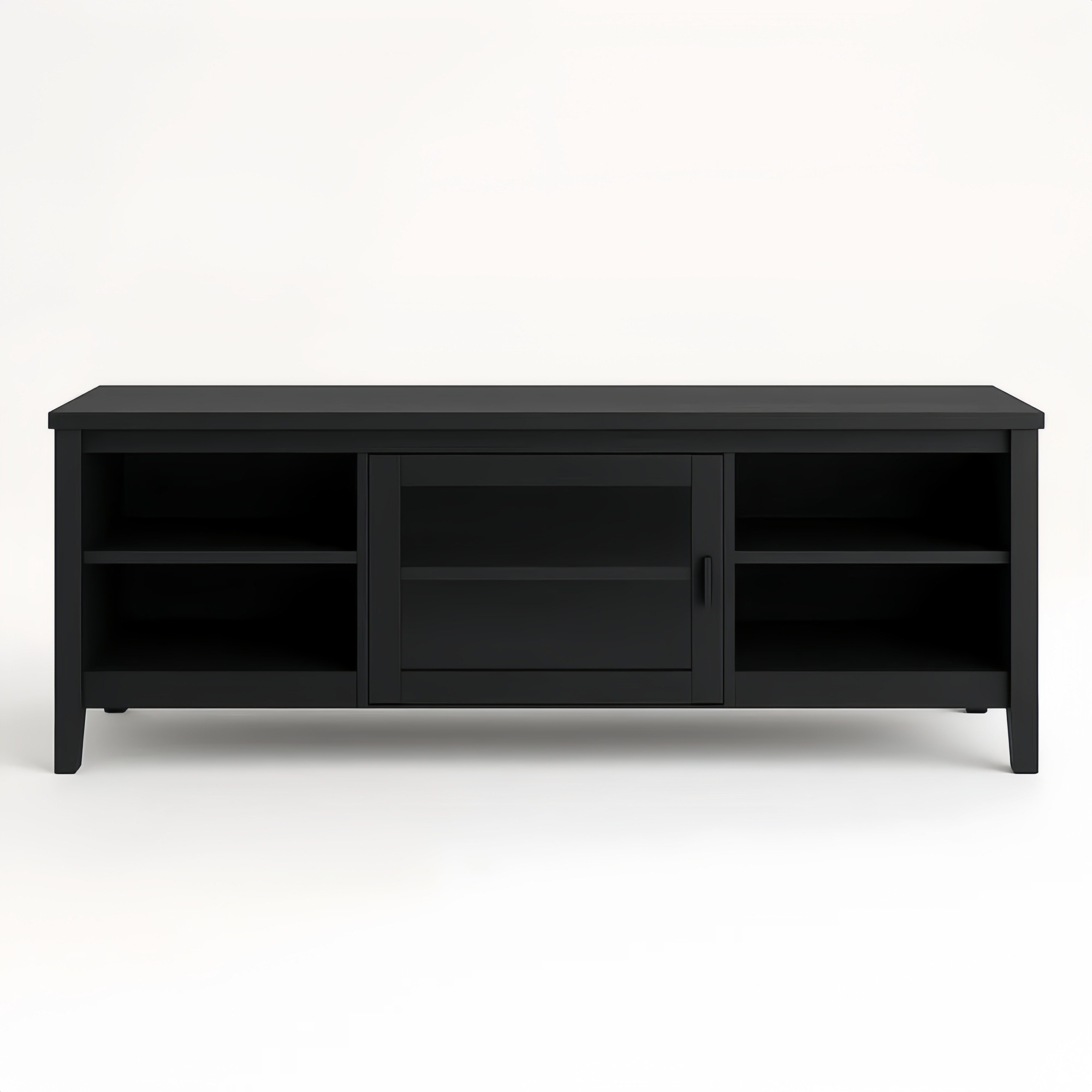 Mobile Porta TV in Legno Nero con Anta in Vetro 120x40x50 cm