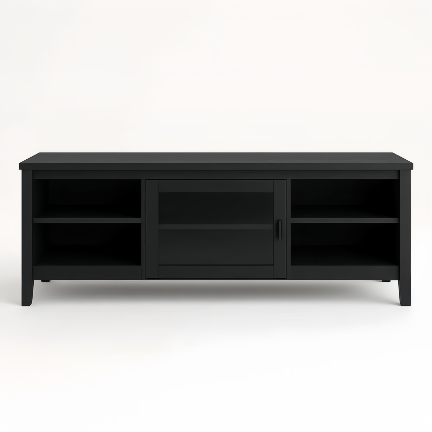 Mobile Porta TV in Legno Nero con Anta in Vetro 120x40x50 cm