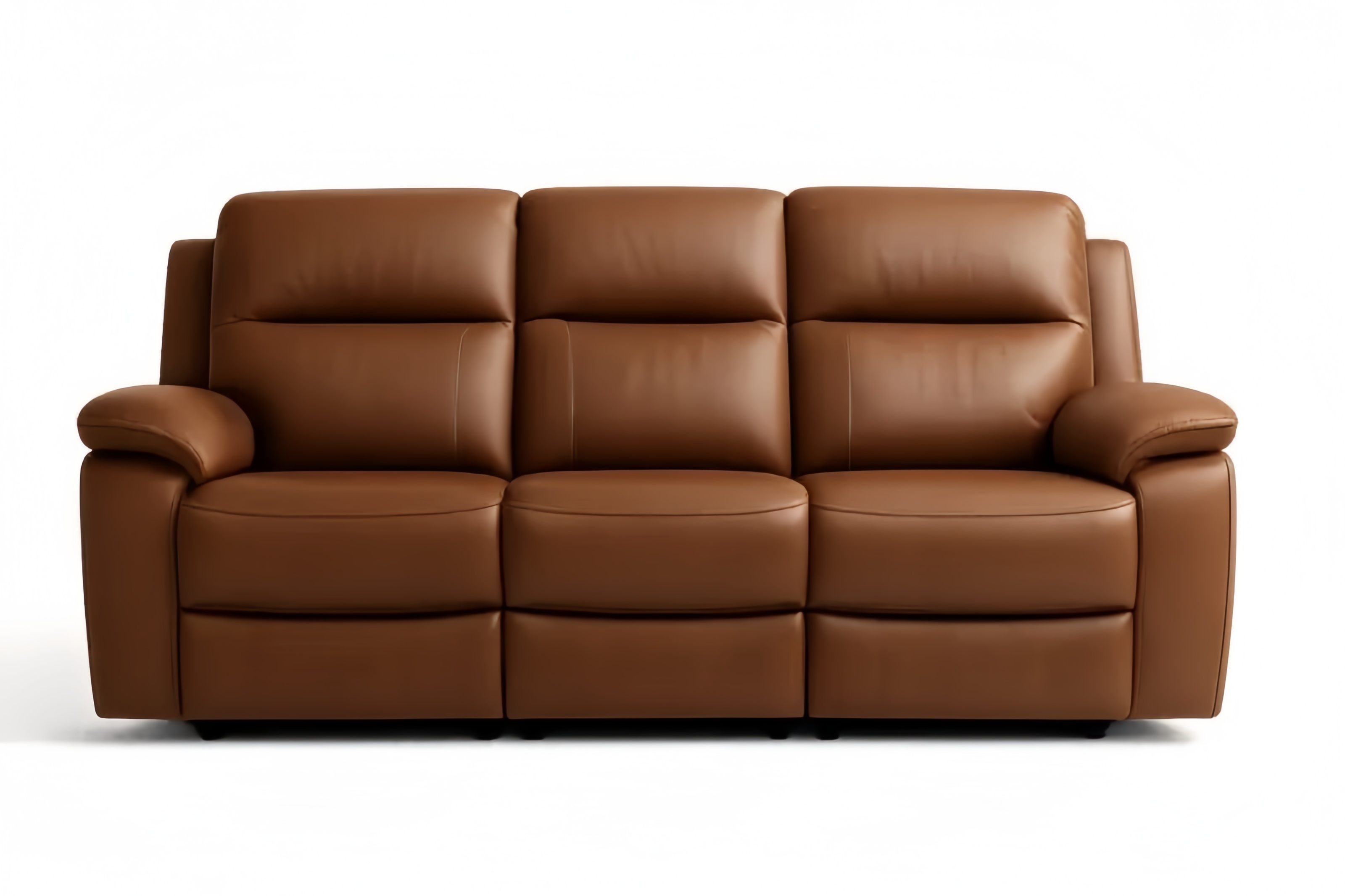 Divano lungo a Tre Posti in Pelle Marrone
