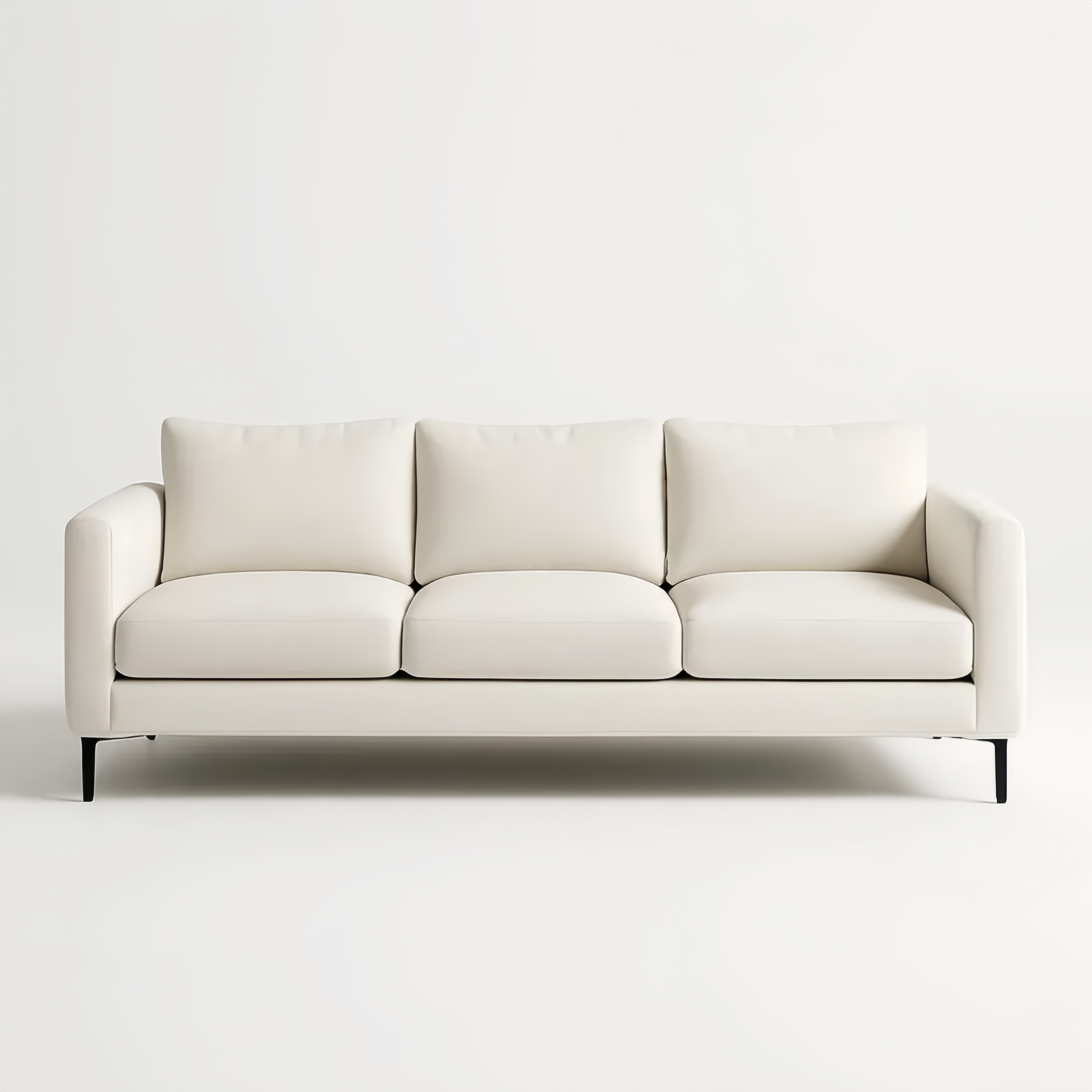 Divano Tre Posti Tessuto Bianco Struttura Metallo