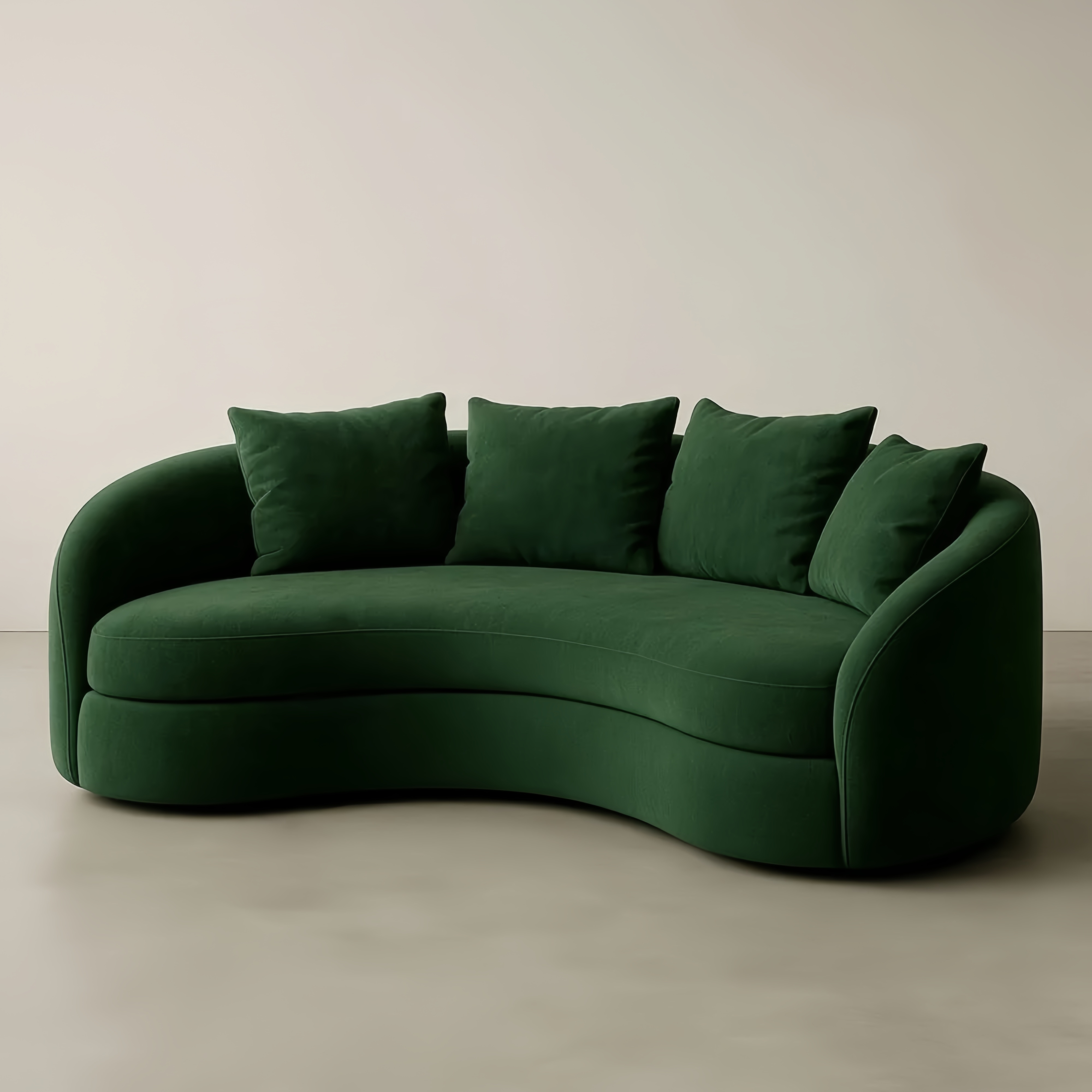 Divano curvo in tessuto poliestere verde 220cm