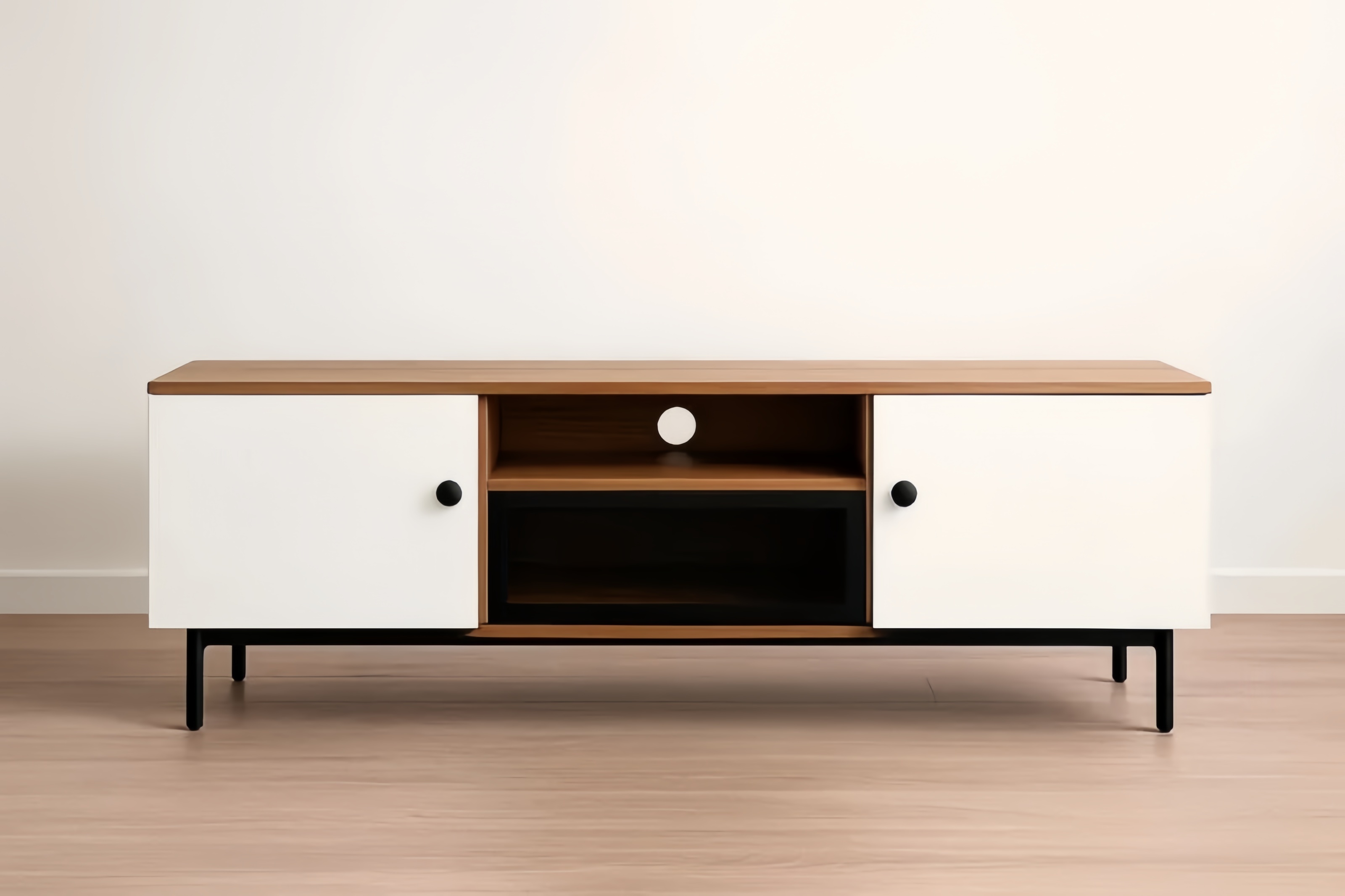 Mobile TV in Legno MDF Bicolore con Gambe in Acciaio152x40x50 cm(Lu×L×H)