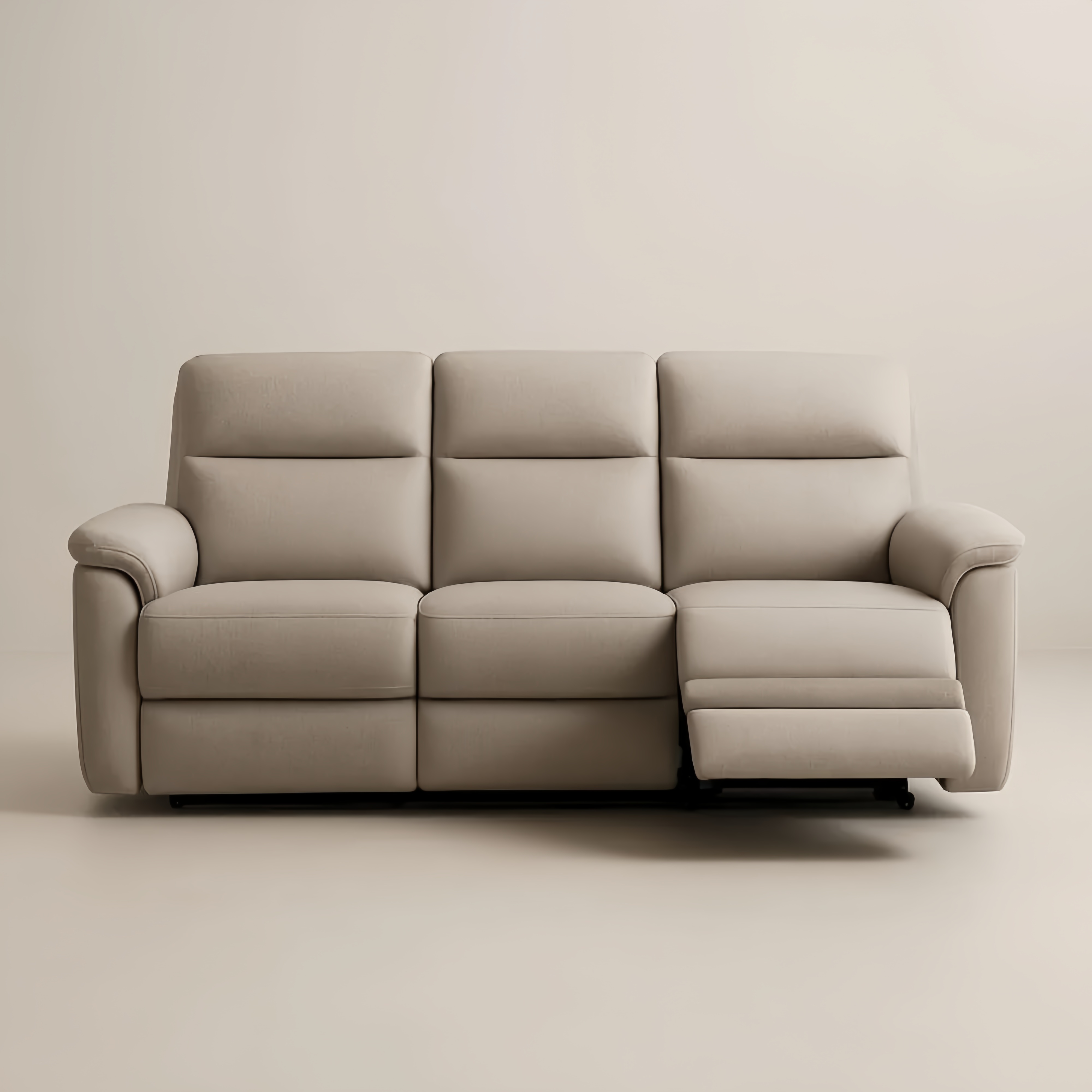 Divano reclinabile in tessuto poliestere beige 3 posti