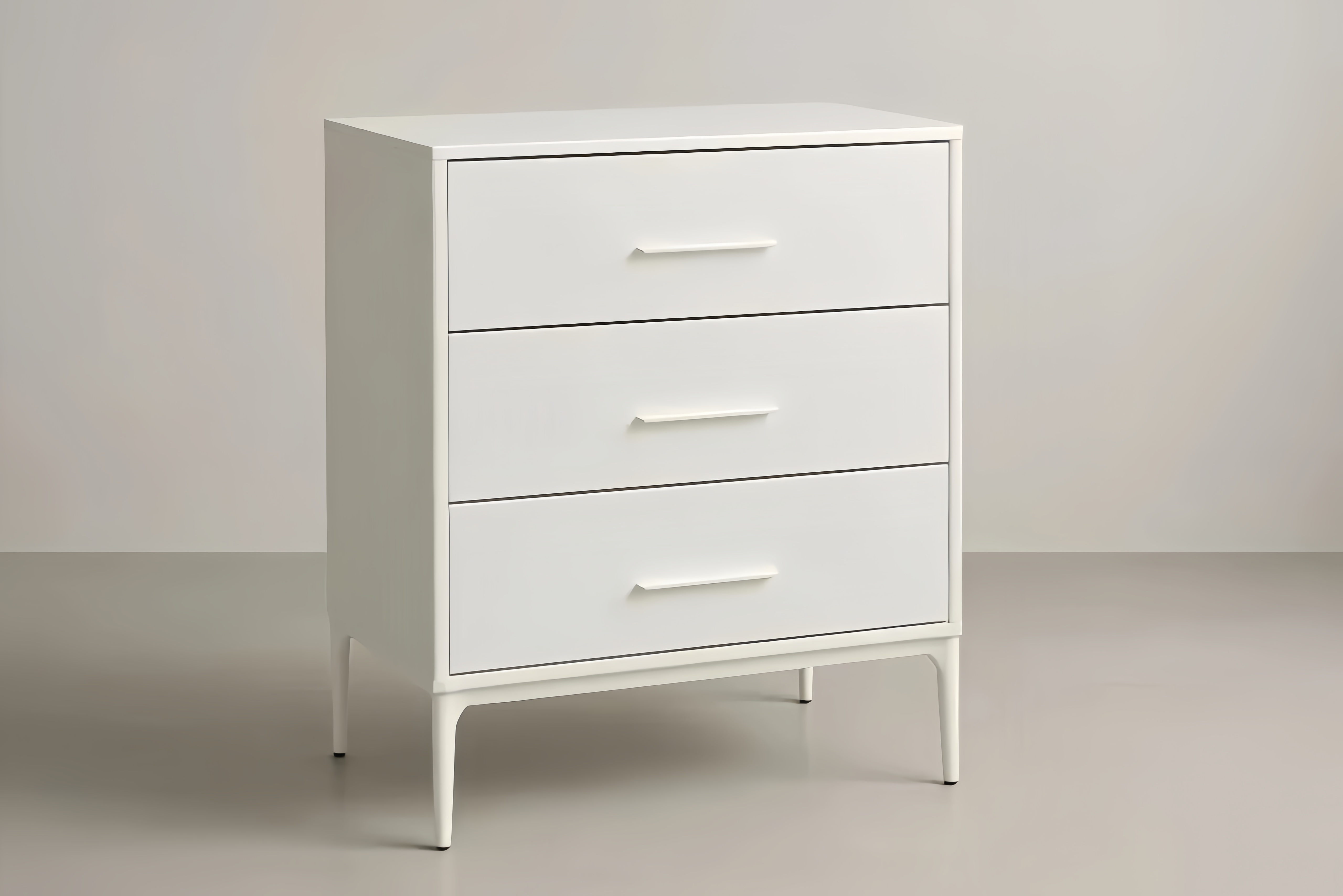 Cassettiera 3 cassetti MDF bianco 80x40x90 cm