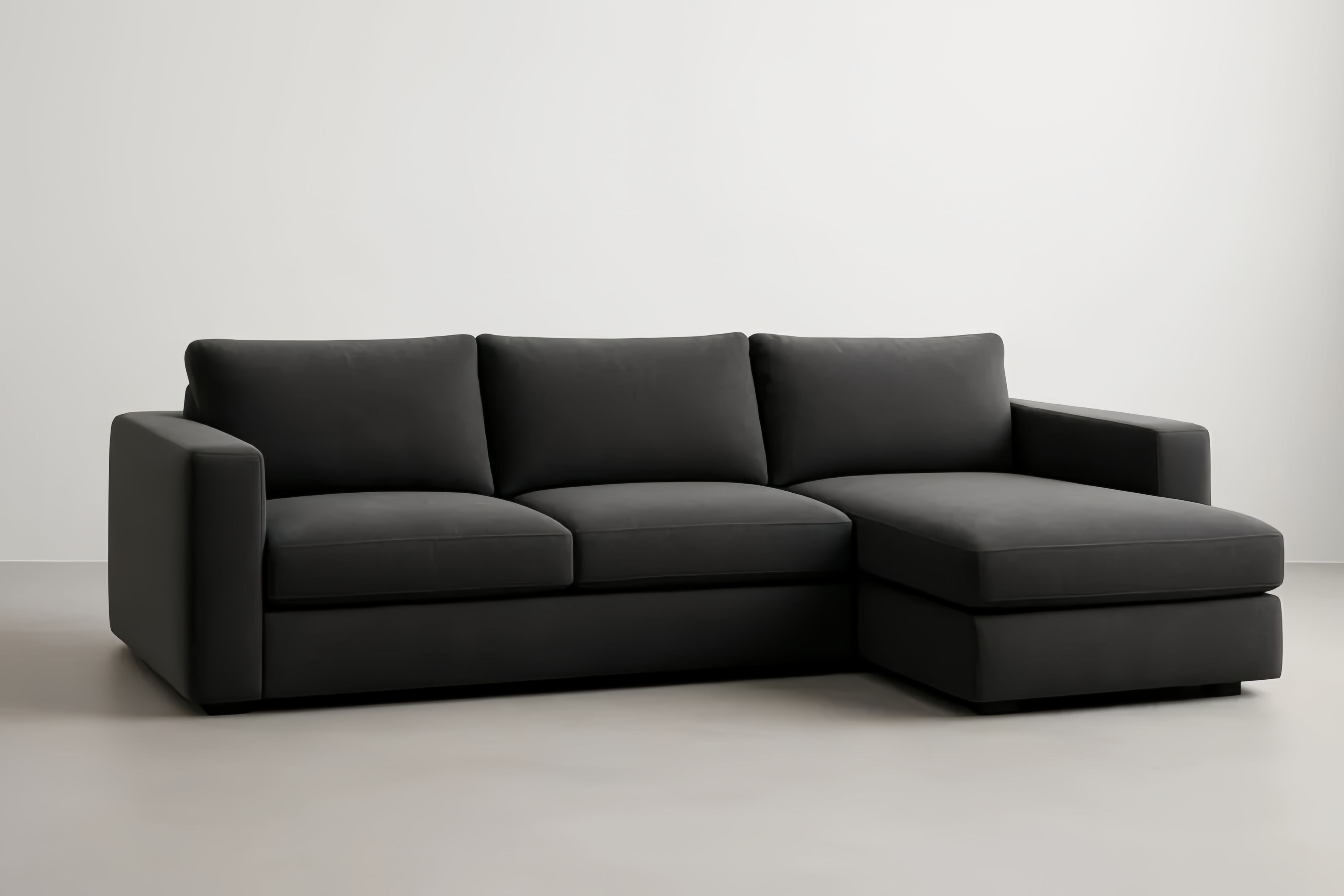 Divano angolare in tessuto poliestere antracite con struttura in legno massello