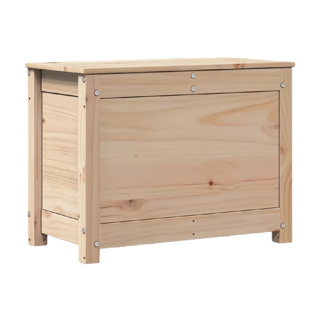 Solid Wood Storage Chest with Hinged Lid, Rectangular Storage Box-christahuot.shop