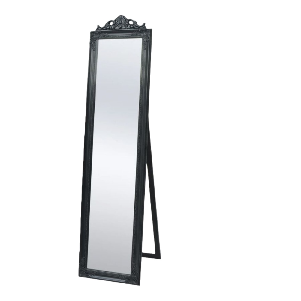 Espejo de pie rectangular con marco negro clásico-brianpetty.shop