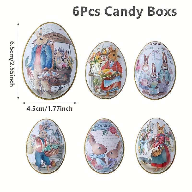 6pcs Easter Candy Gift Boxes - Bunny & Egg Designs
