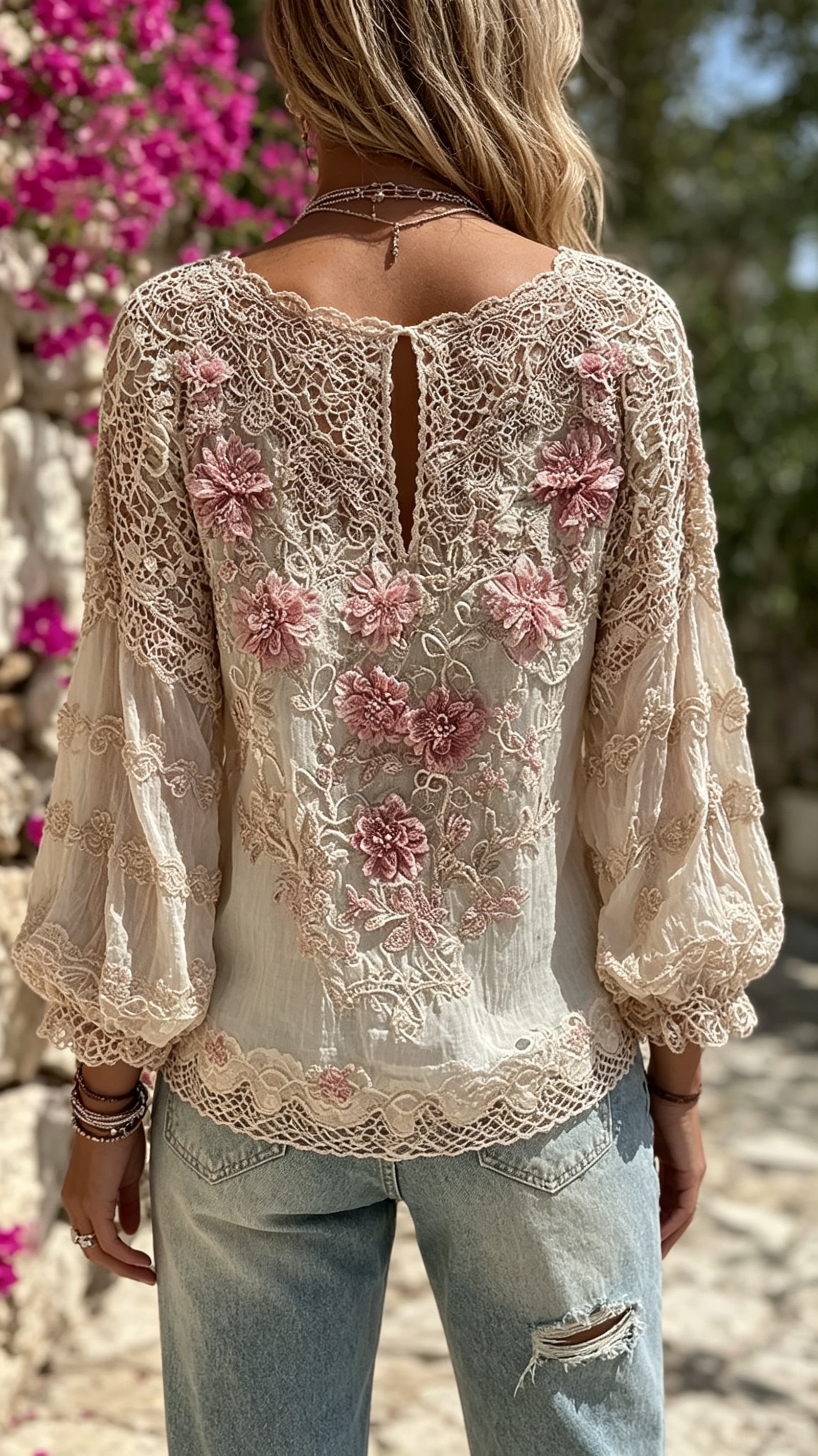 Women's Vintage Floral Art Comfy Long Sleeve T-shirt