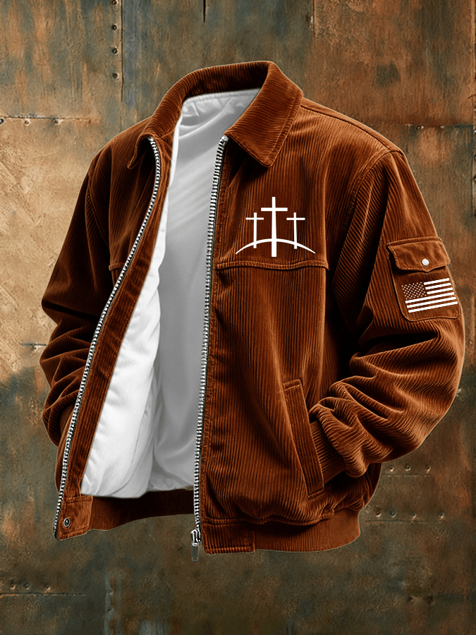 Faith Print Corduroy Casual Jacket