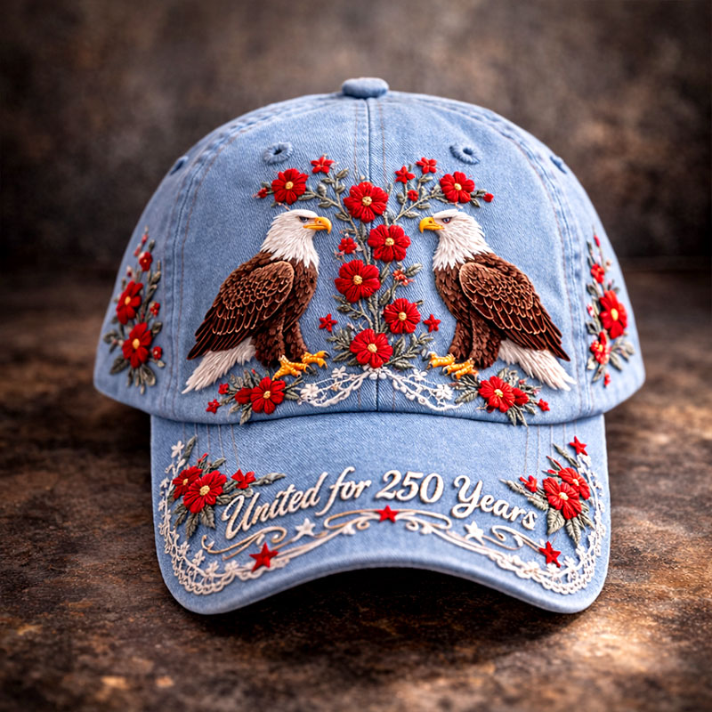 Retro 250th Anniversary Floral Art Print Casual Hat