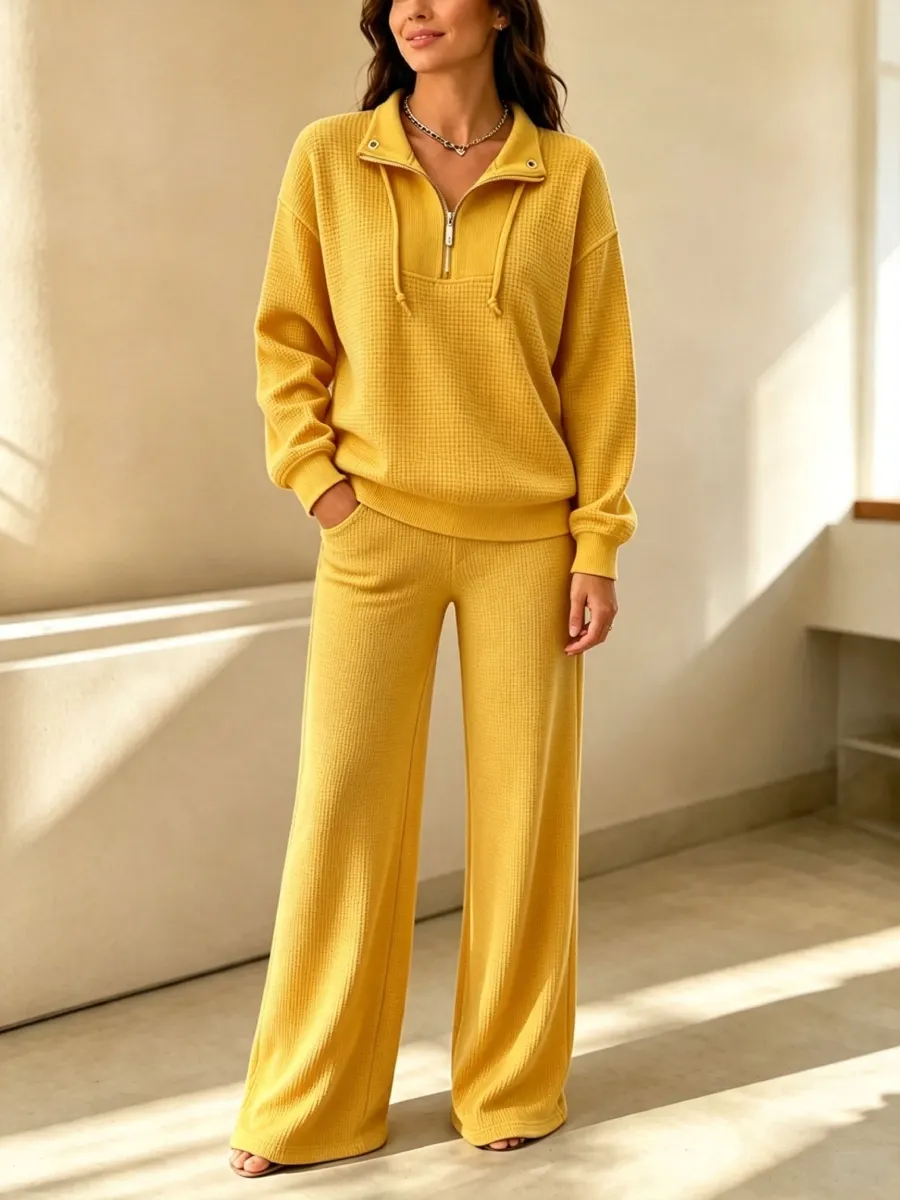 CLEARANCE SALE🔥 Women's Half-Zip Waffle Knit Thermal Set
