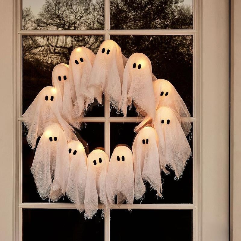 👻LAST DAY 50% OFF - Halloween glowing ghost wreath