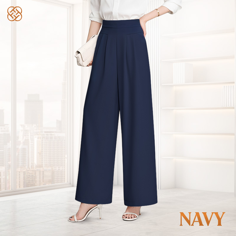 FlowyCharm - Drapey Soft Elegant High-Waisted Wide-Leg Pants