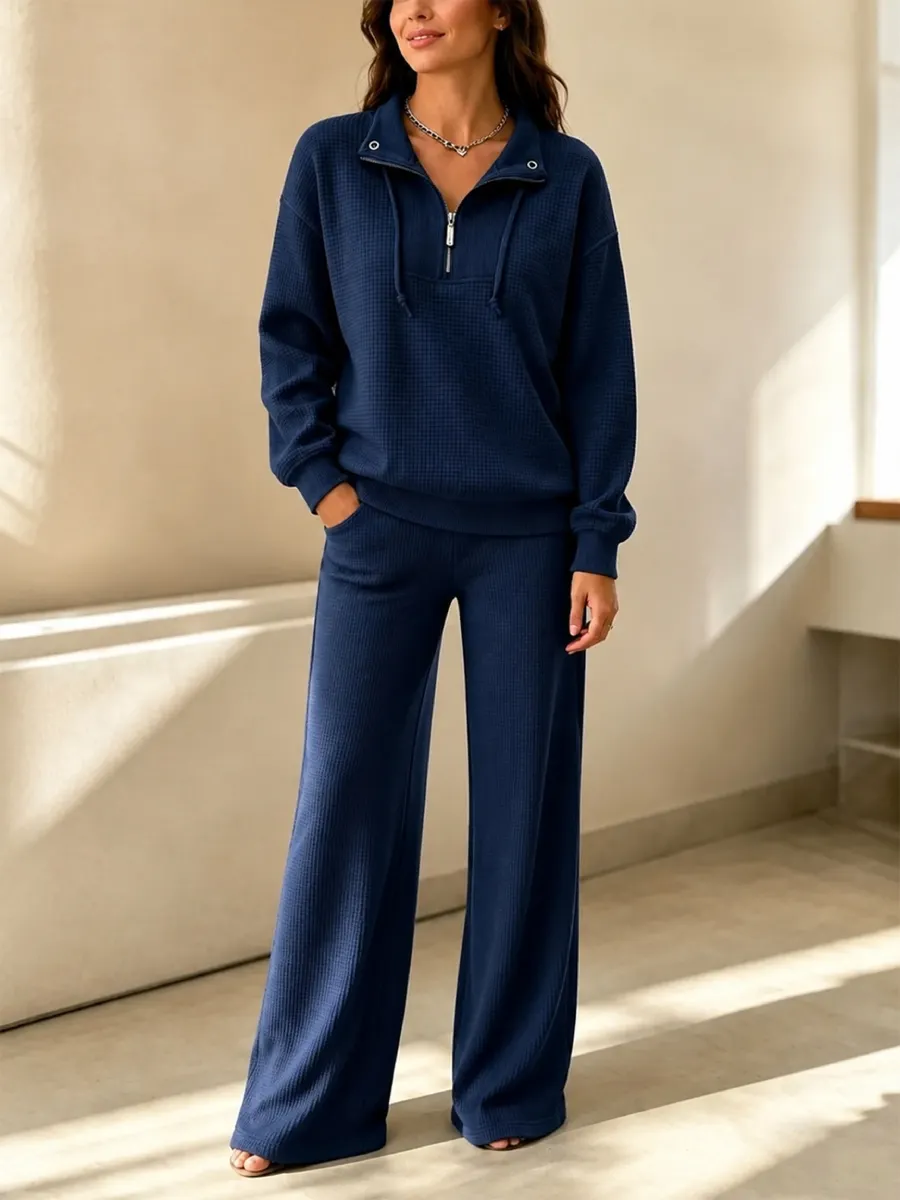 CLEARANCE SALE🔥 Women's Half-Zip Waffle Knit Thermal Set