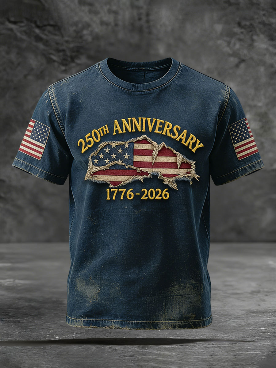 Men's USA 1776-2026 Printed Casual T-Shirt